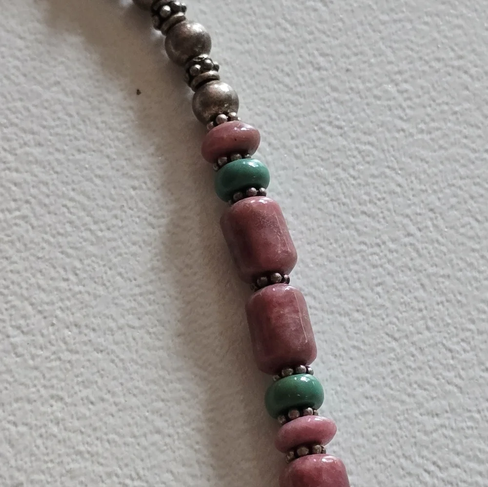 Sterling Turquoise Rhodonite Necklace by Carolyn Pollack Southwestern - Picture 9 of 9